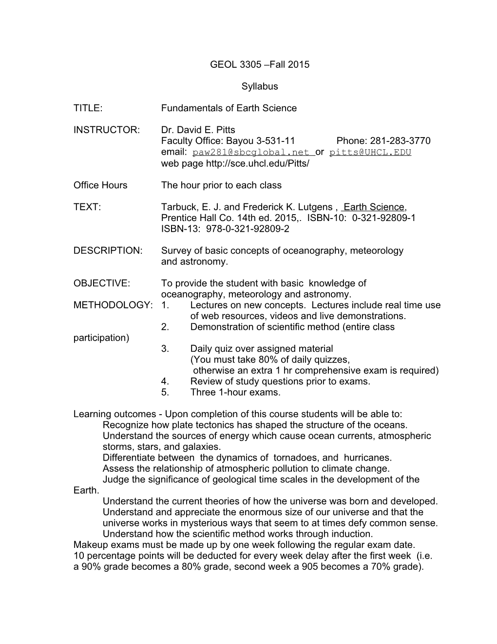 Geol 3035 - Spring Session 2000