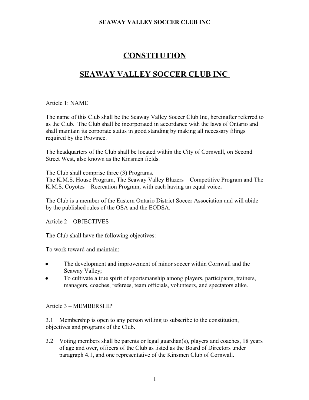 PROPOSED INTERIM CONSTITUTION - Effective November 28, 2006