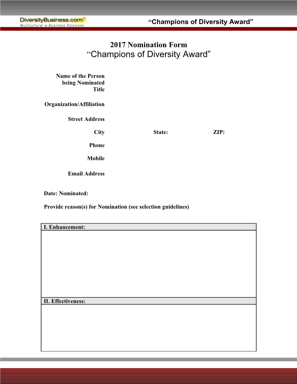 Champions of Diversity Award