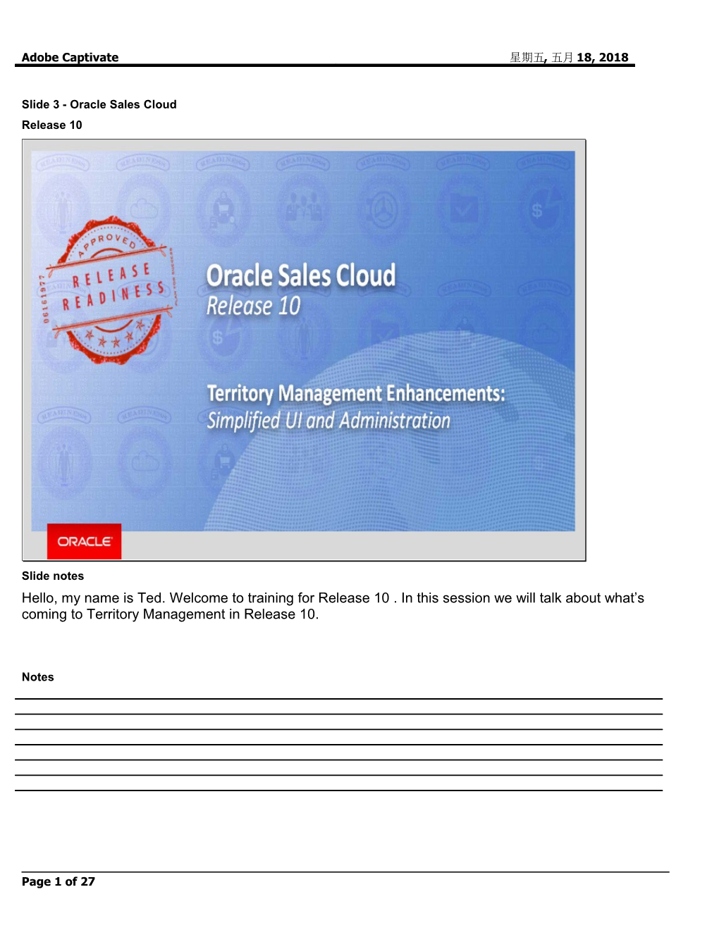 Slide 3 - Oracle Sales Cloud