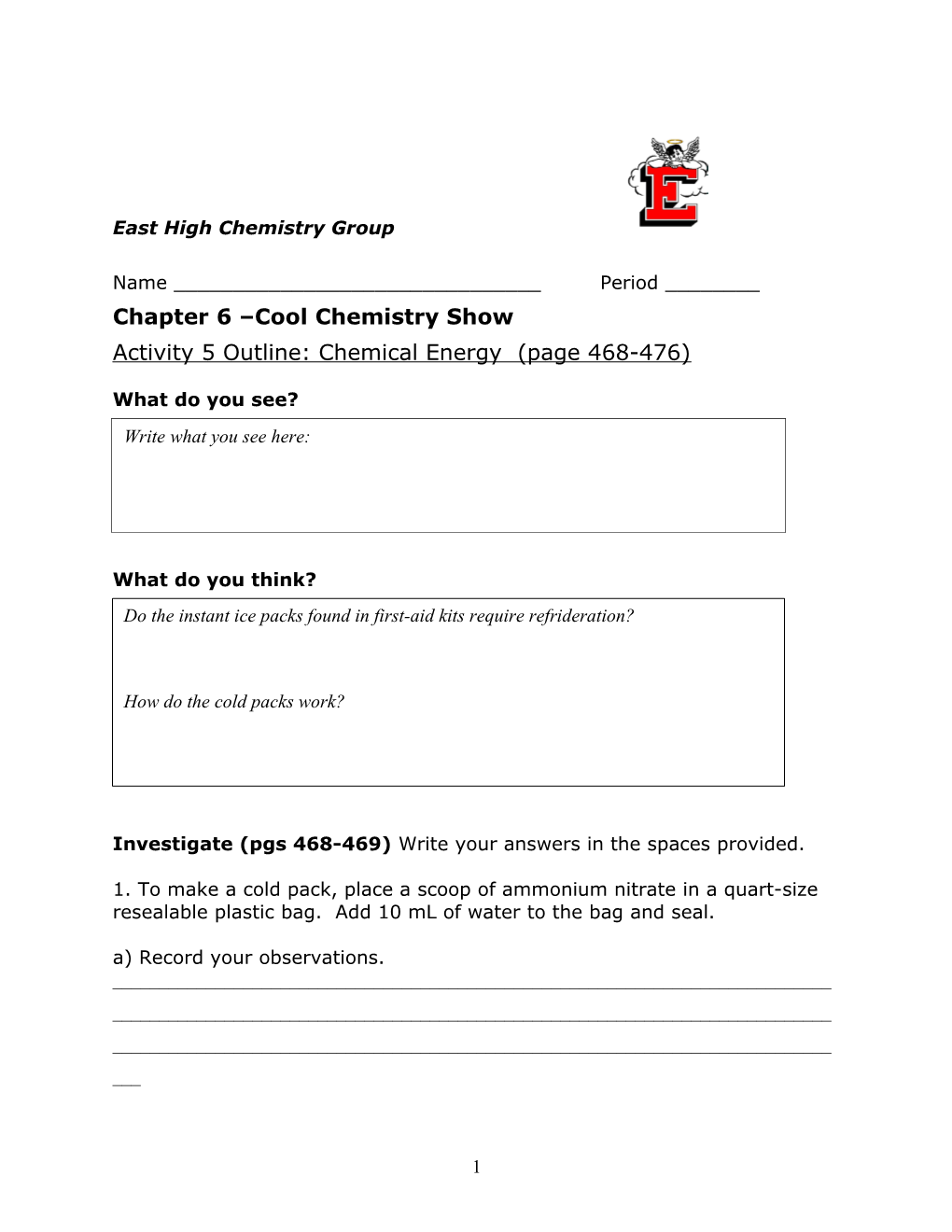 East High Chemistry Group