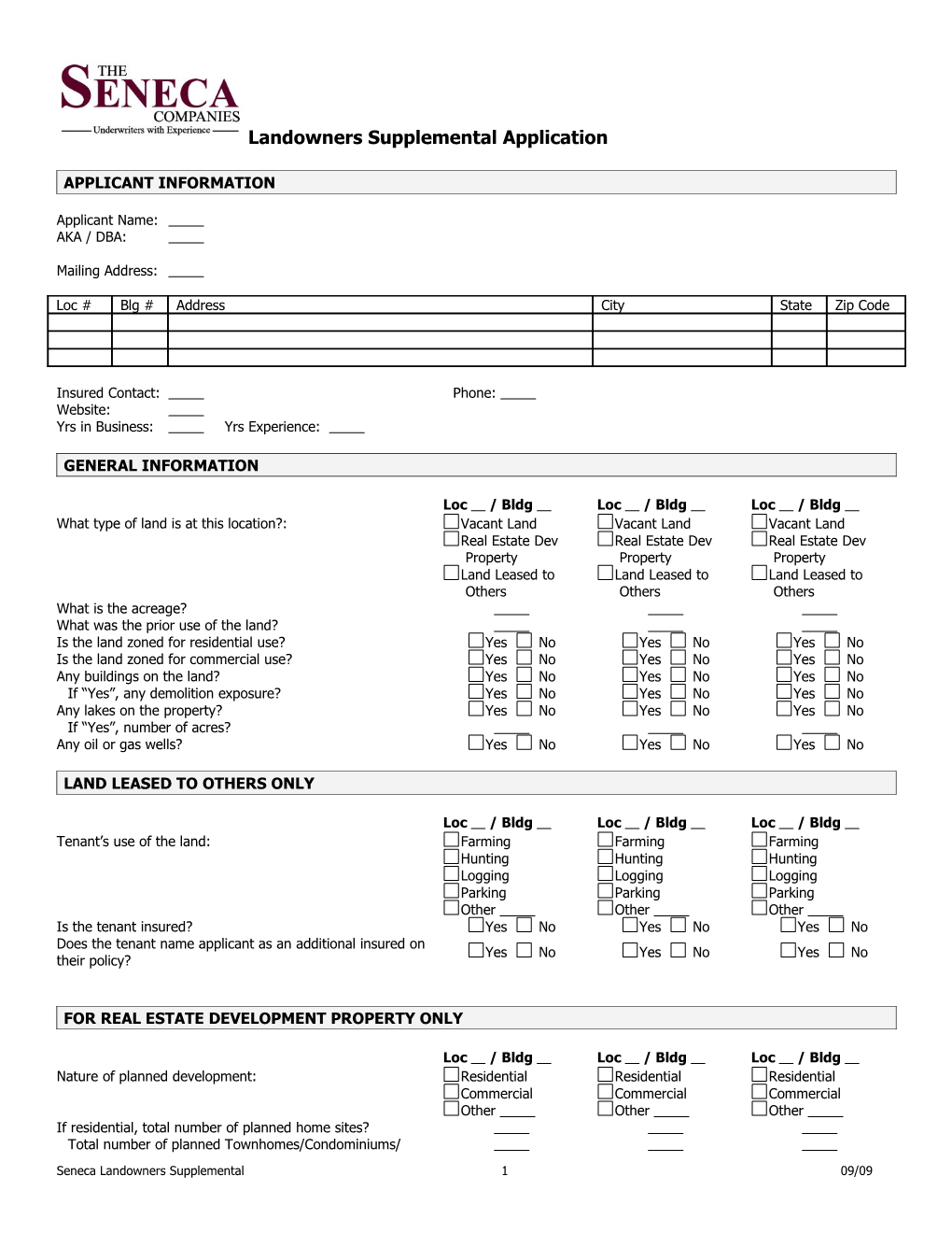 Landowners Supplemental Application