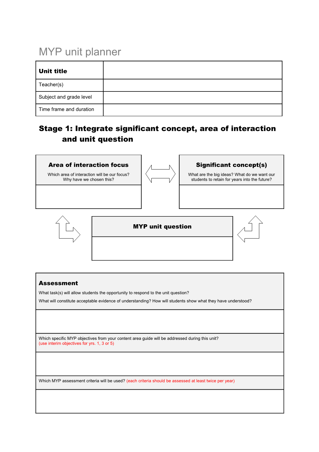 MYP Unit Planner s15