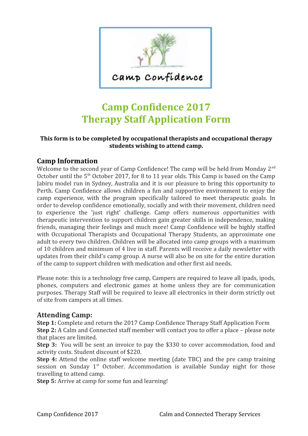 Therapy Staff Application Form