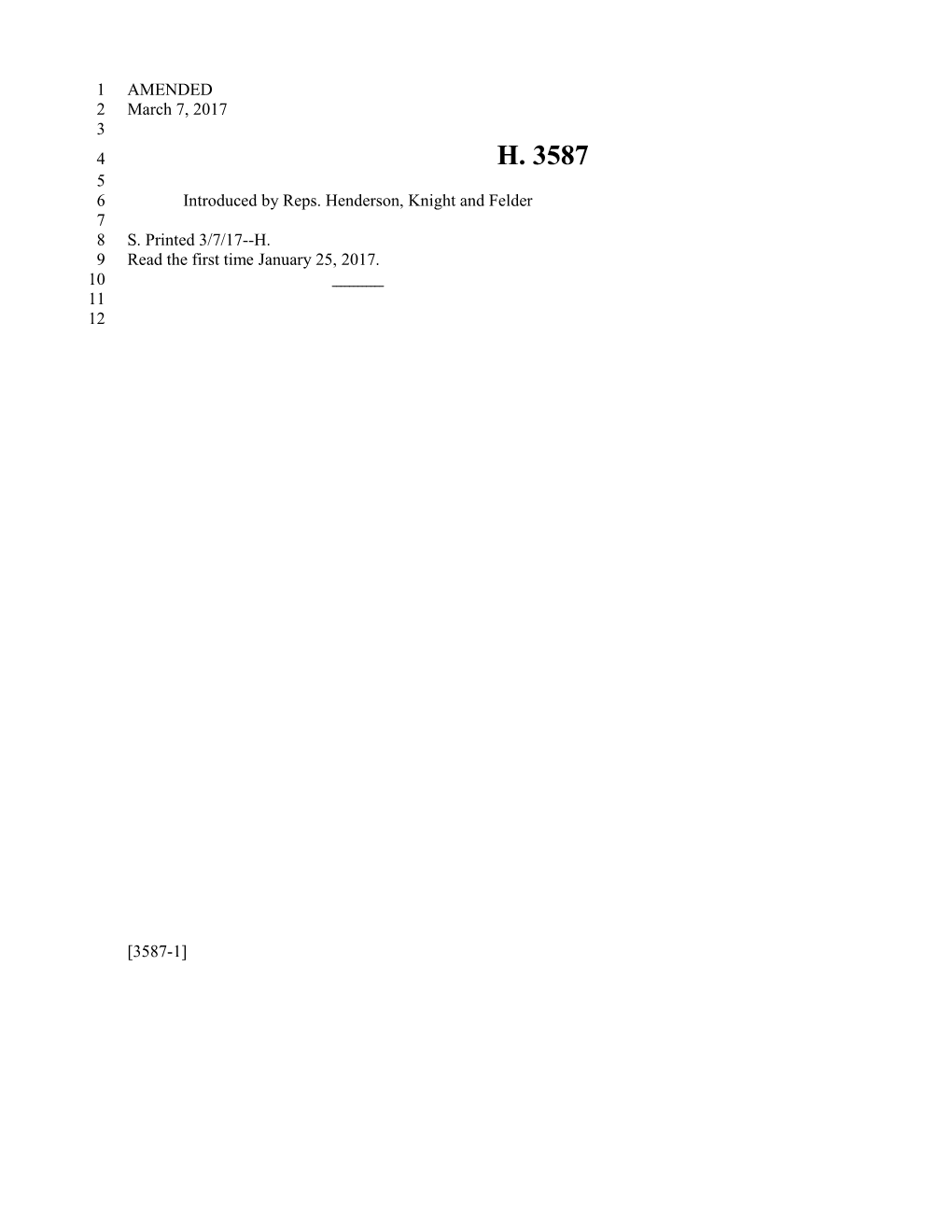 2017-2018 Bill 3587 Text of Previous Version (Mar. 7, 2017) - South Carolina Legislature Online