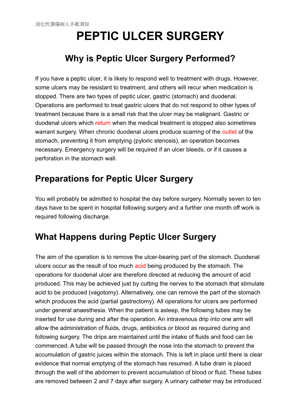 Peptic Ulcer Surgery