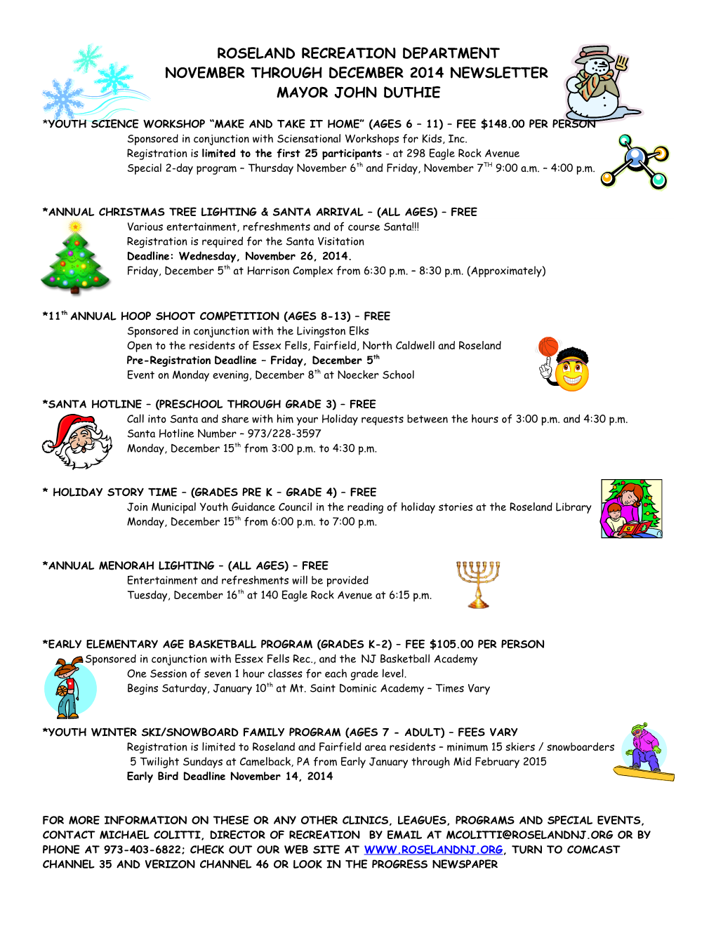 November Through December 2014 Newsletter