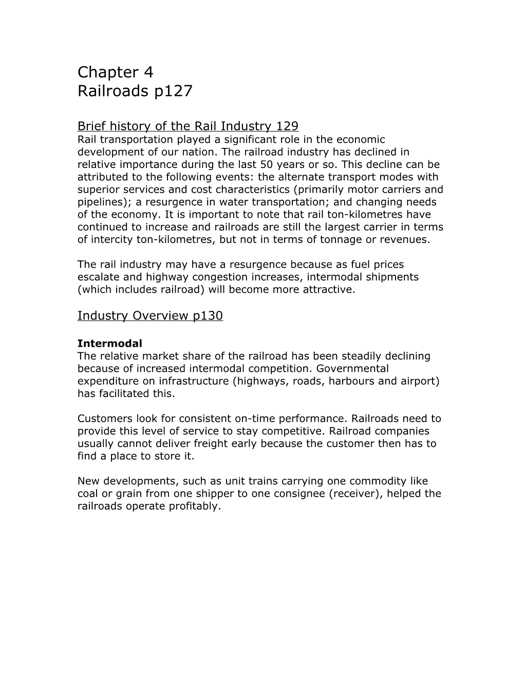 Brief History of the Rail Industry 129