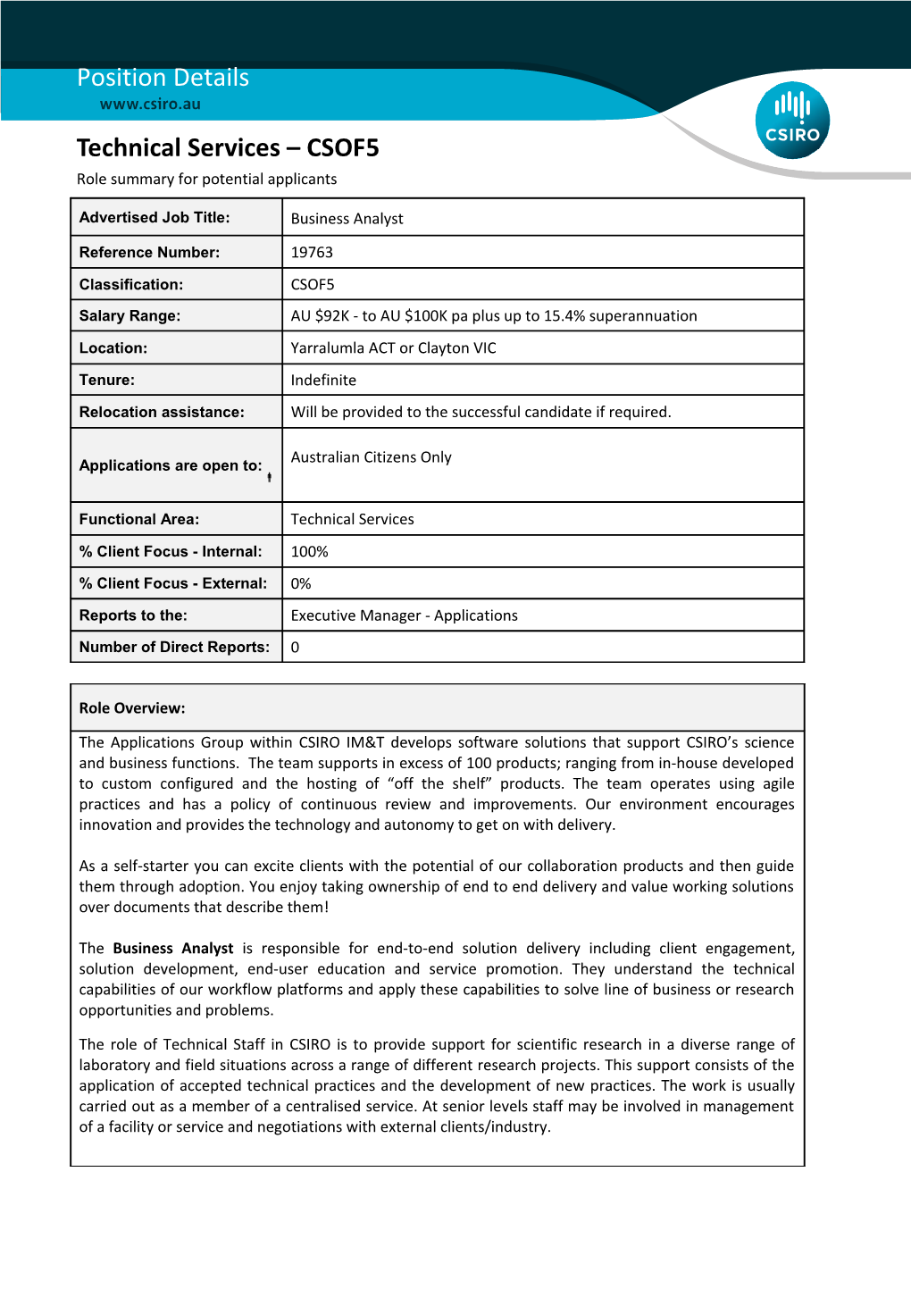 Position Details - Technical Services - CSOF5