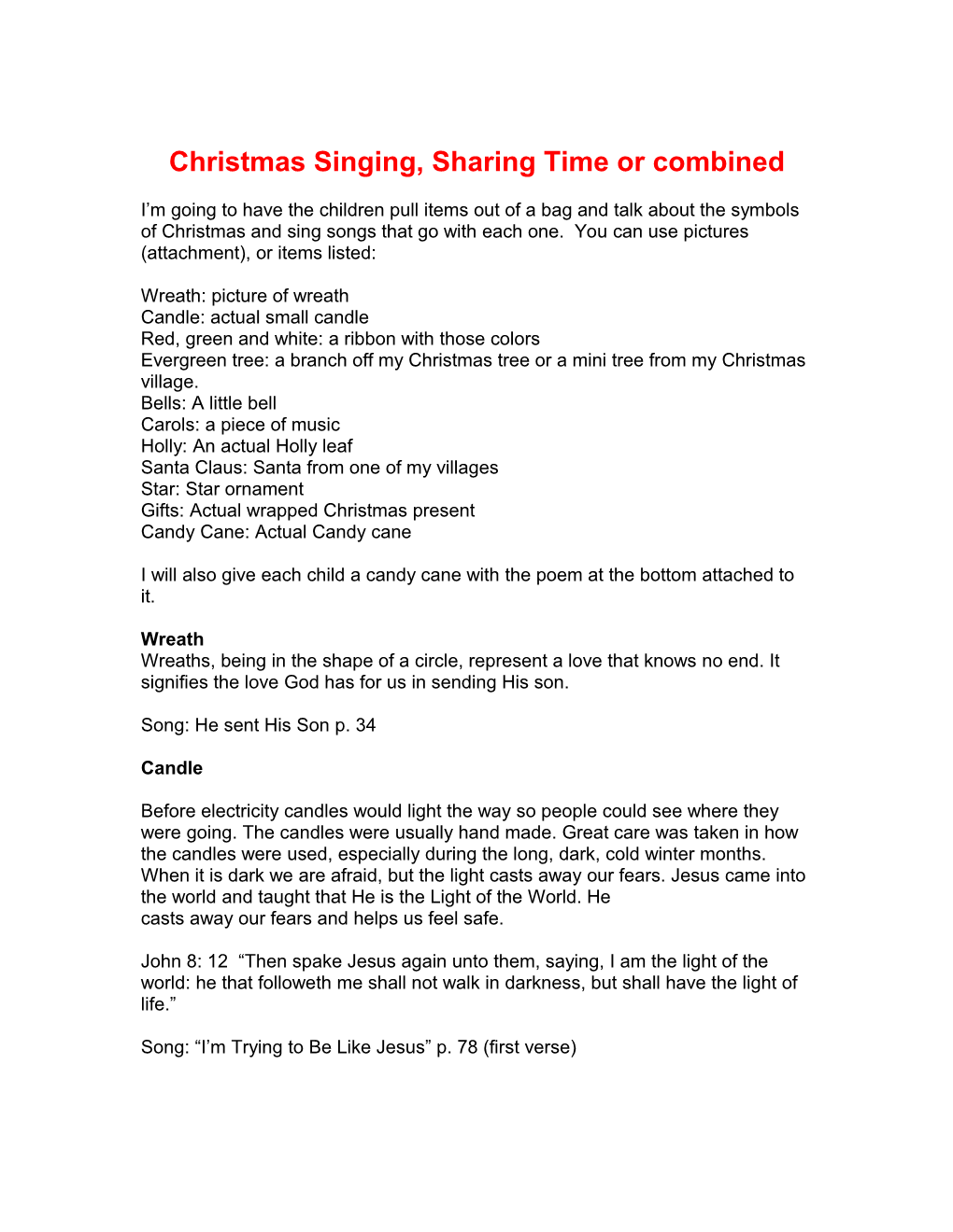Christmas Singing Or Sharing Time