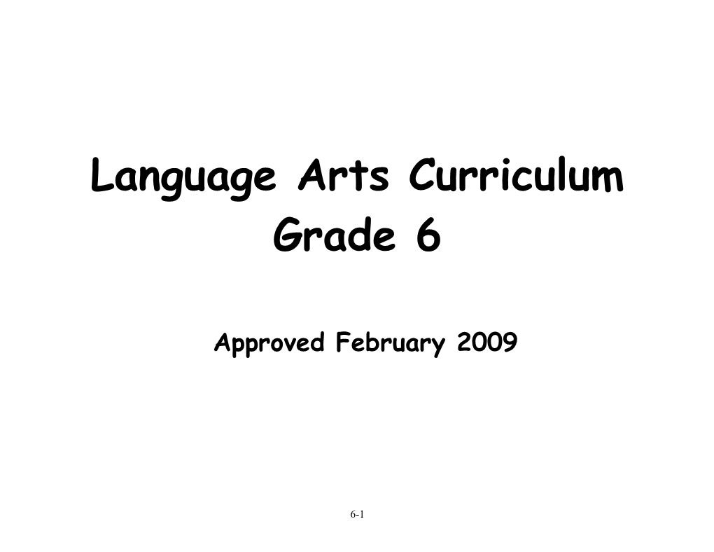 Language Arts Curriculum