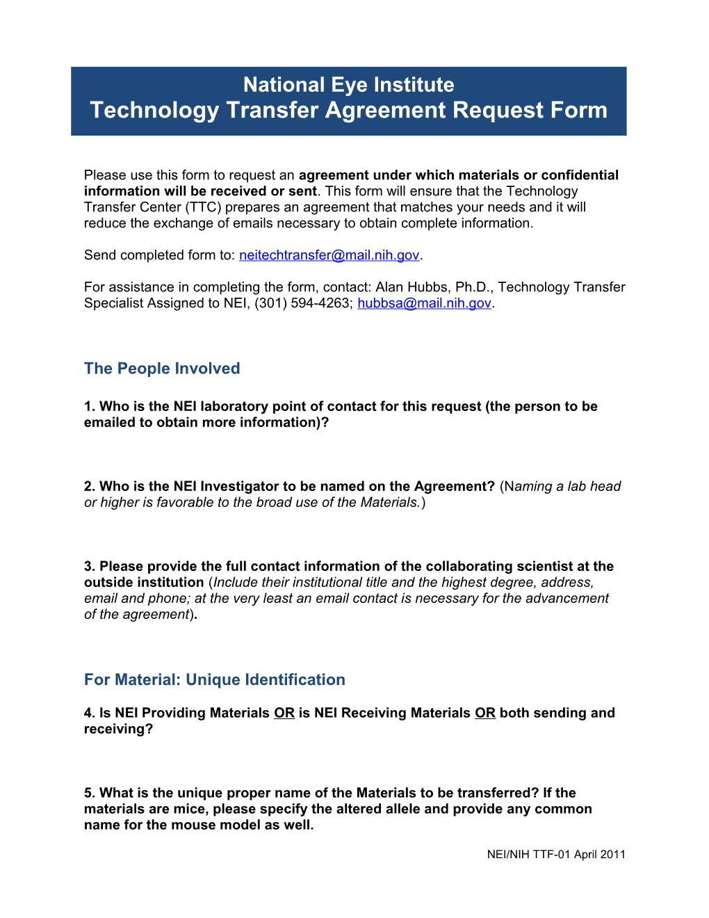 Agreement Request Form