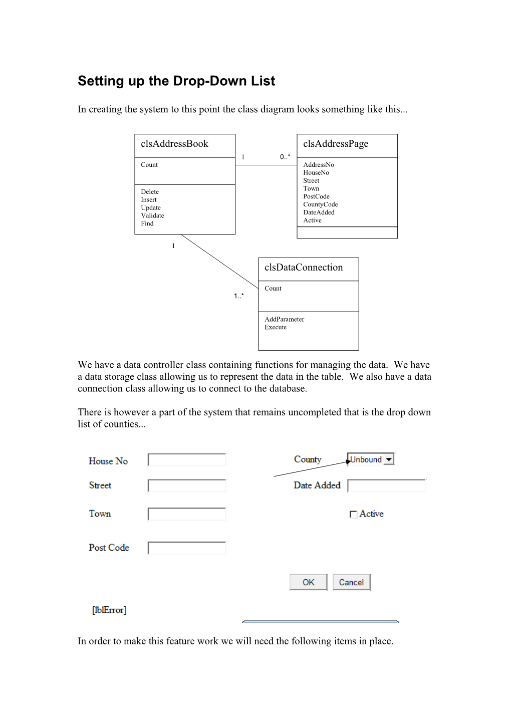 Setting up the Drop-Down List