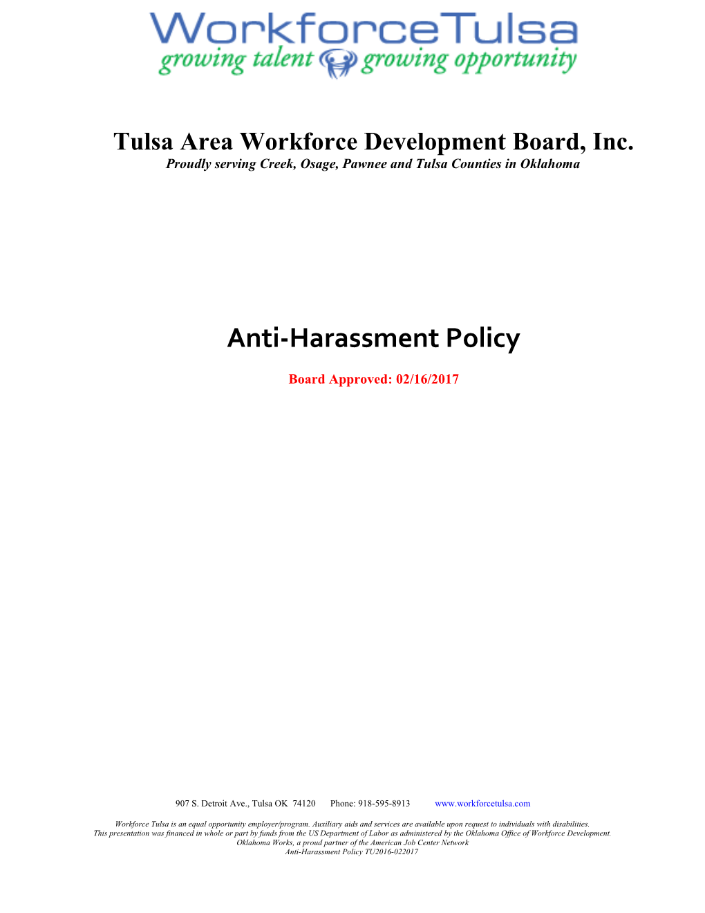 Tulsa Area Workforce Development Board, Inc