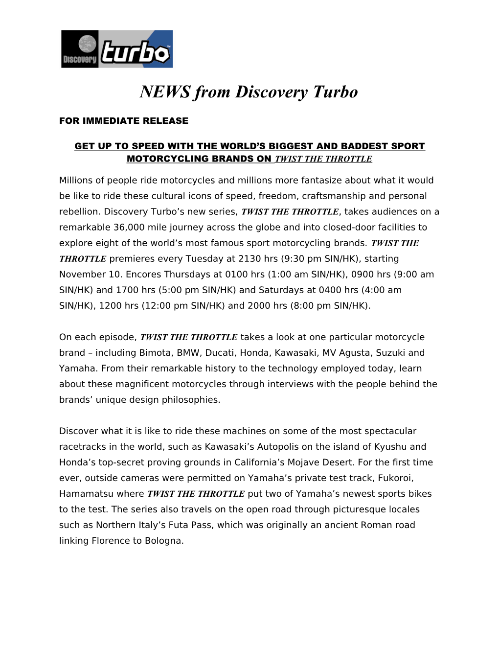 NEWS from Discovery Turbo