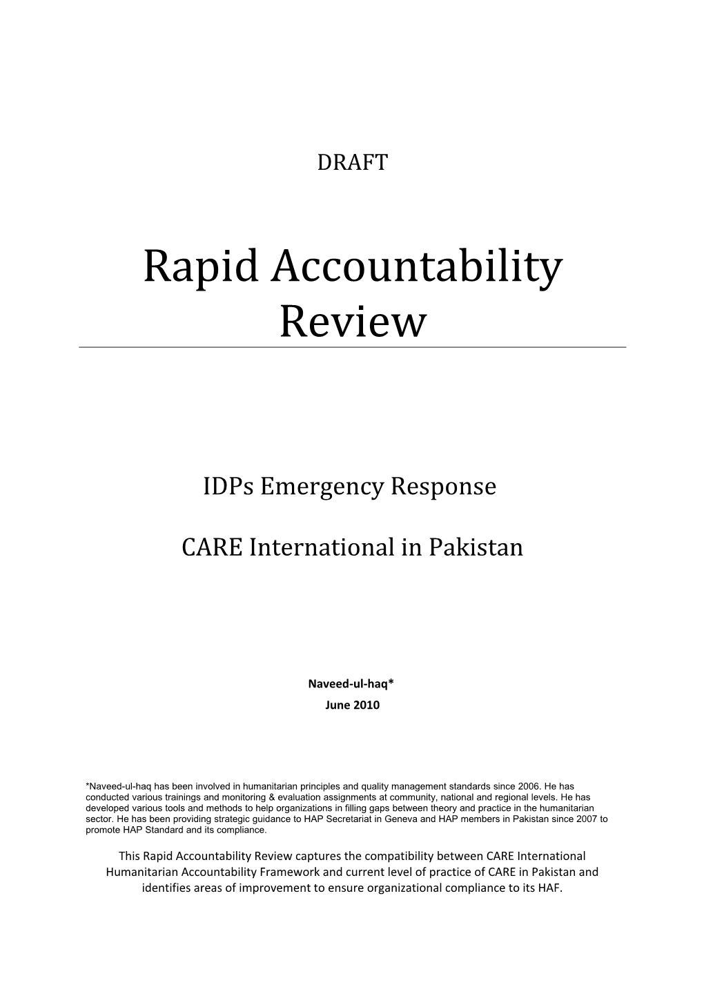 Rapid Accountability Review