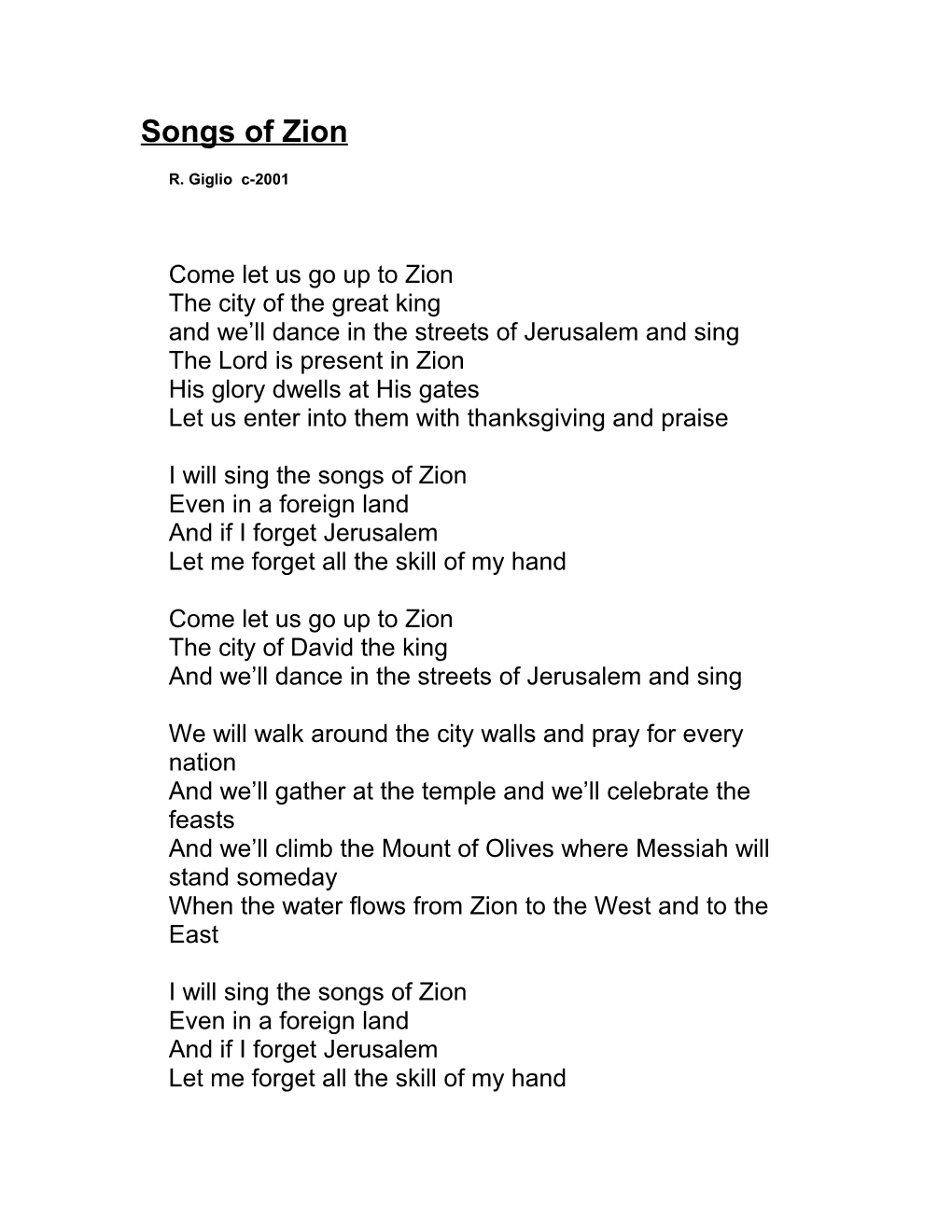 Songs of Zion