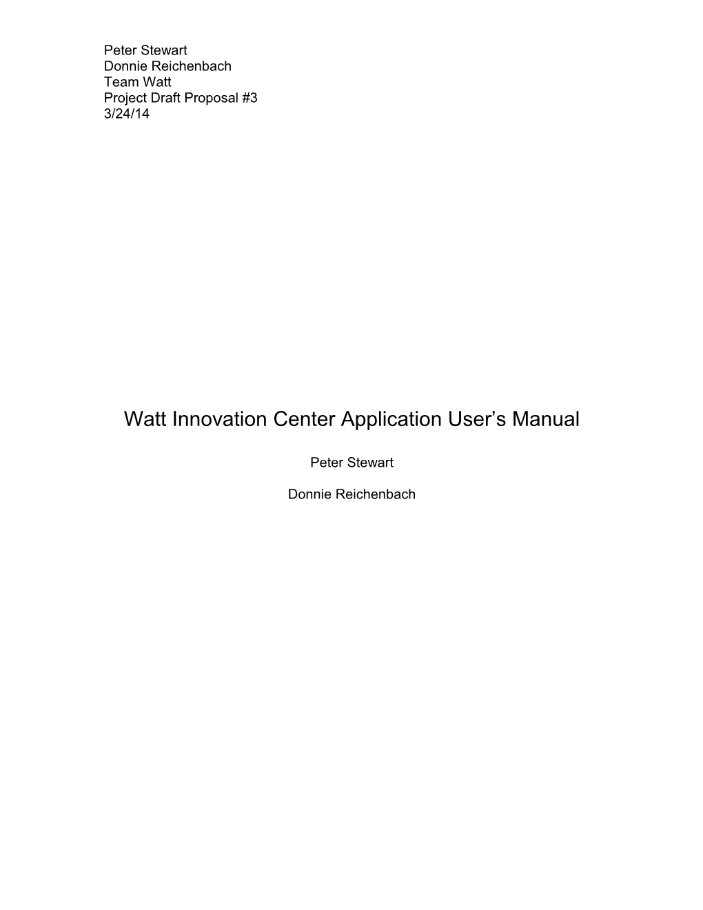 Watt Innovation Center Application User S Manual