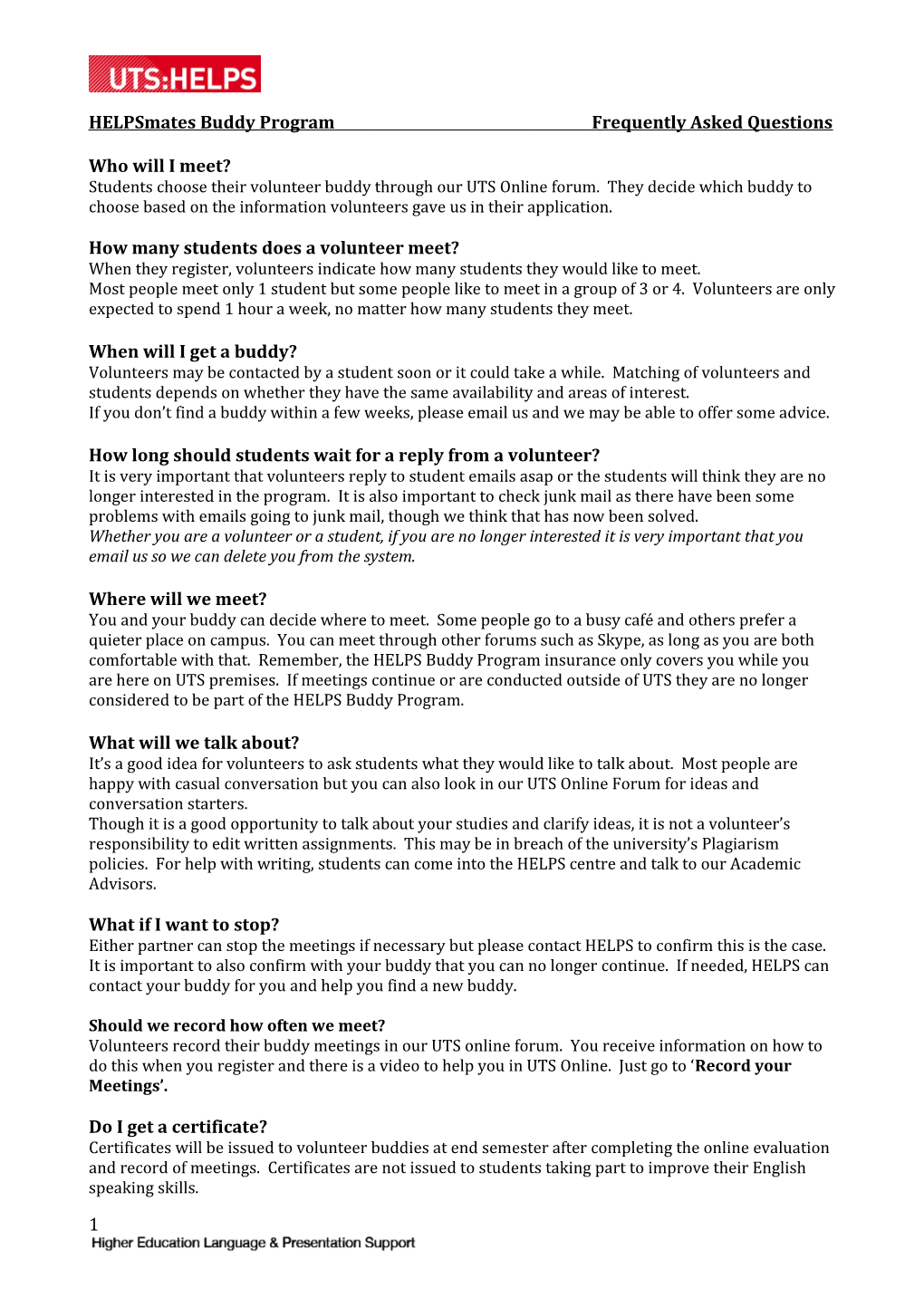 Helpsmates Buddy Program Frequently Asked Questions s1