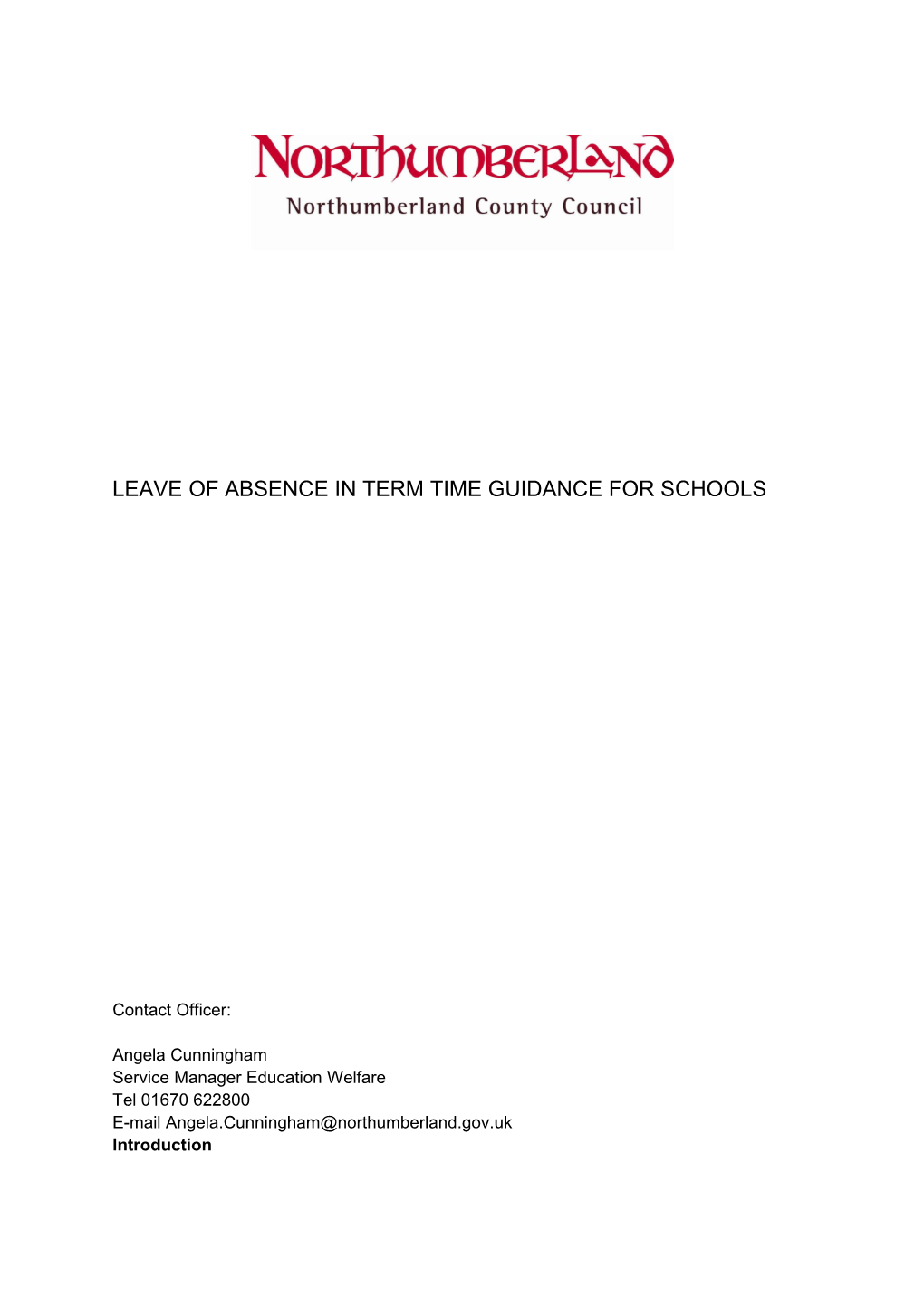Leave of Absence in Term Time Guidance for Schools