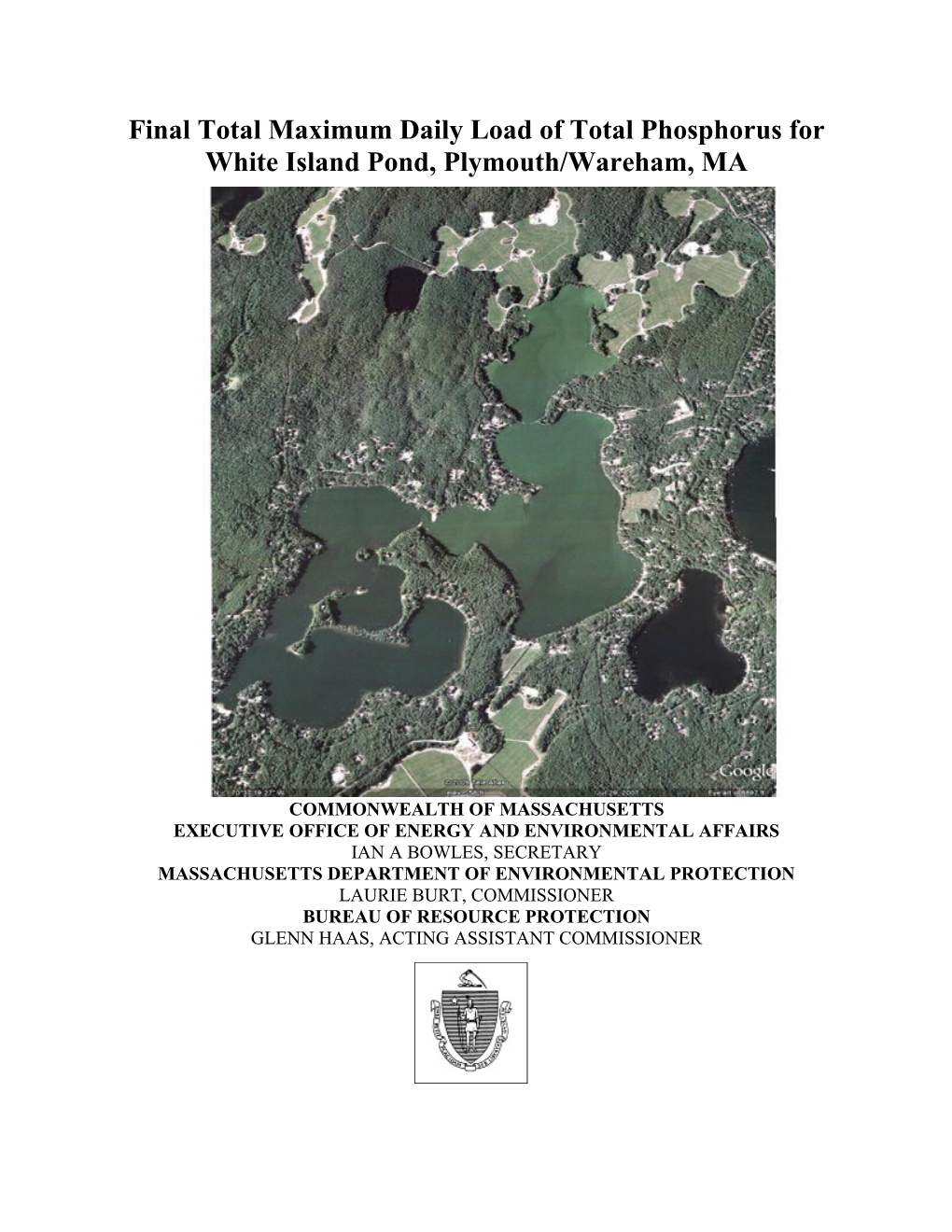 Final Total Maximum Daily Load of Total Phosphorus for White Island Pond, Plymouth/Wareham, MA