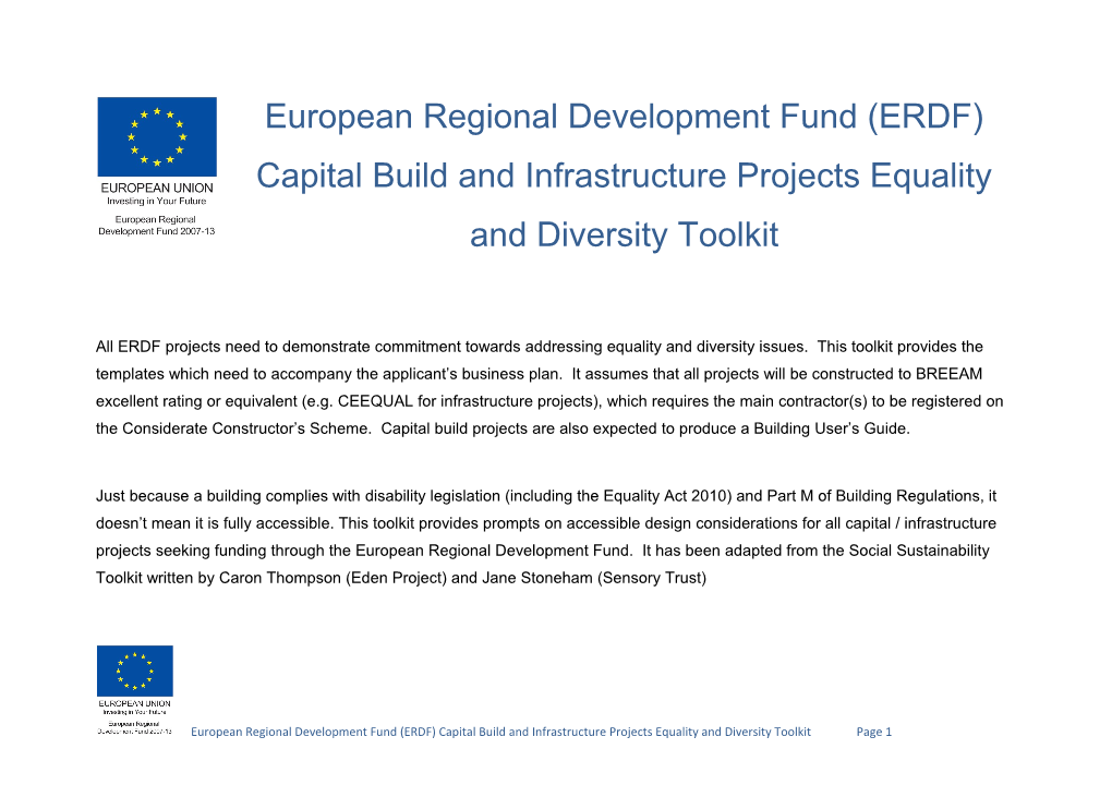 Erdf Capital Build and Infrastructure Projects Equality and Diversity Cross-Cutting Theme