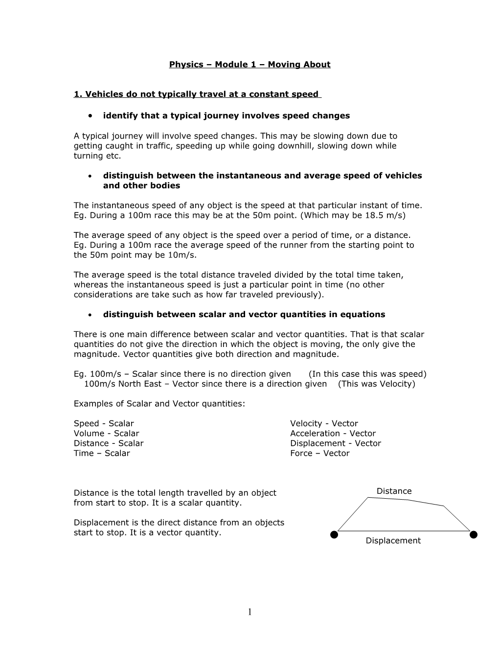 Physics – Module 1 – Moving About