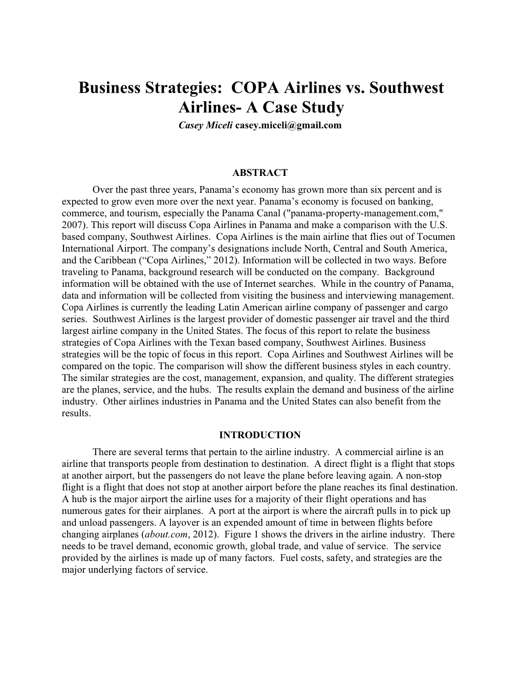 Business Strategies: COPA Airlines Vs