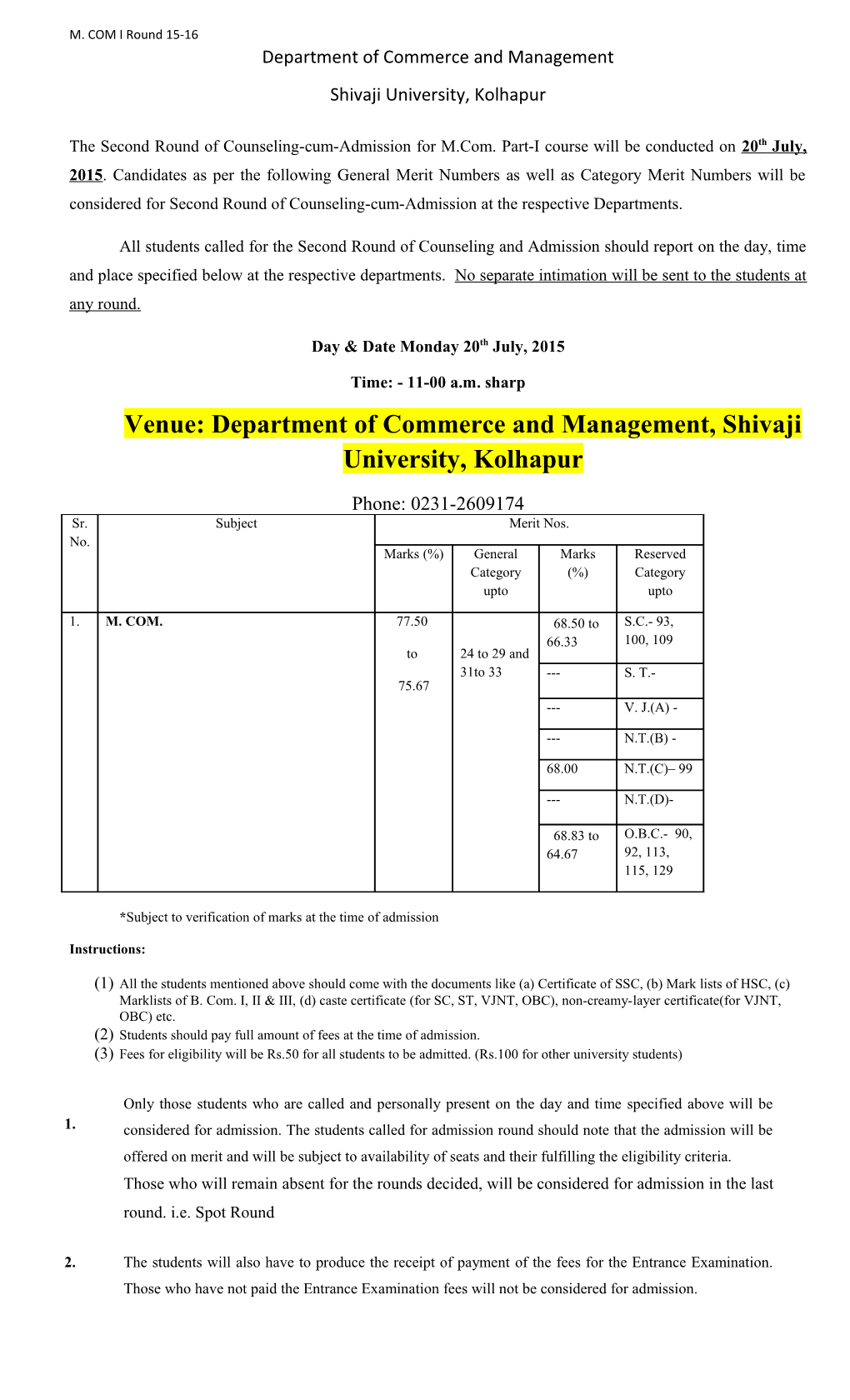 Department of Commerce and Management s1