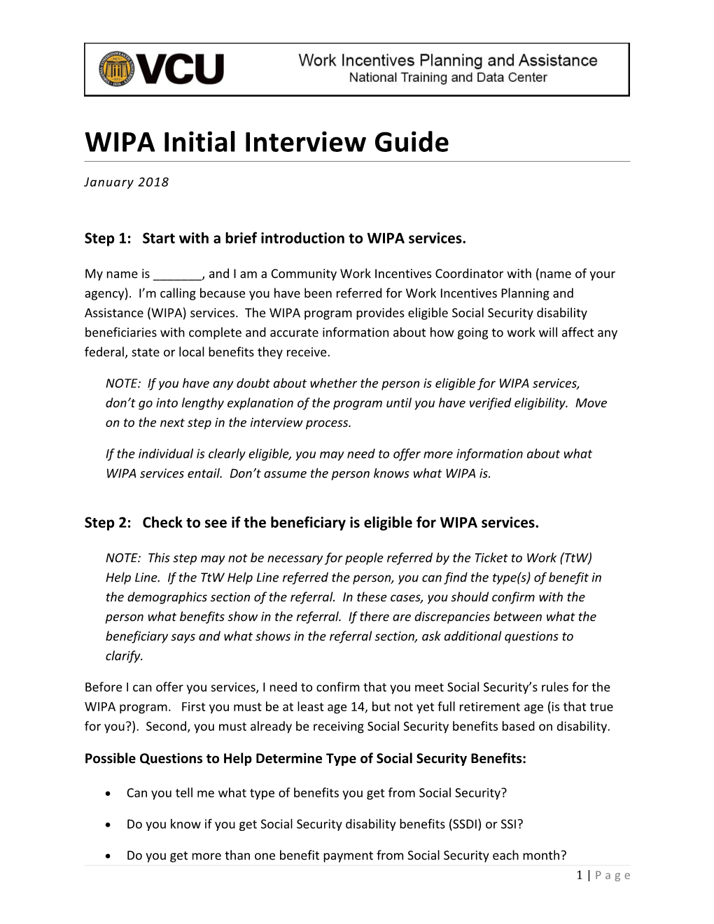 Step 1: Start with a Briefintroduction to WIPA Services