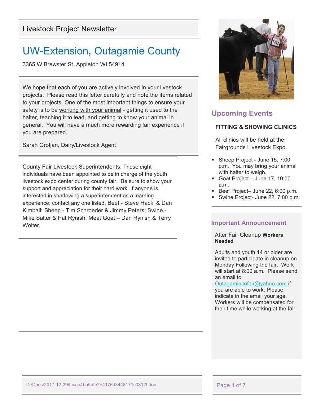 UW-Extension, Outagamie County