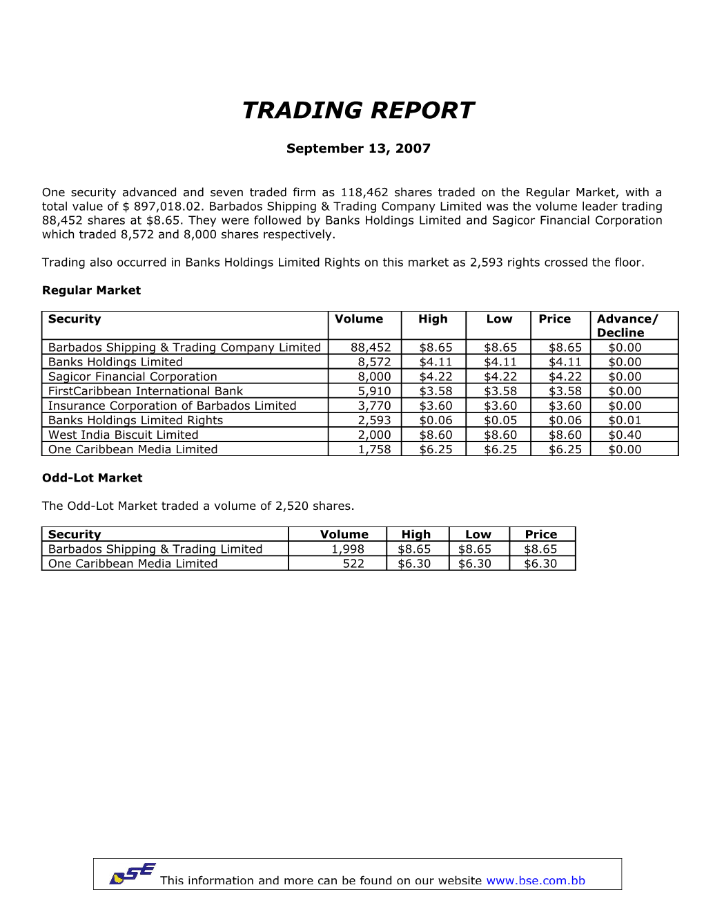 Trading Report s36