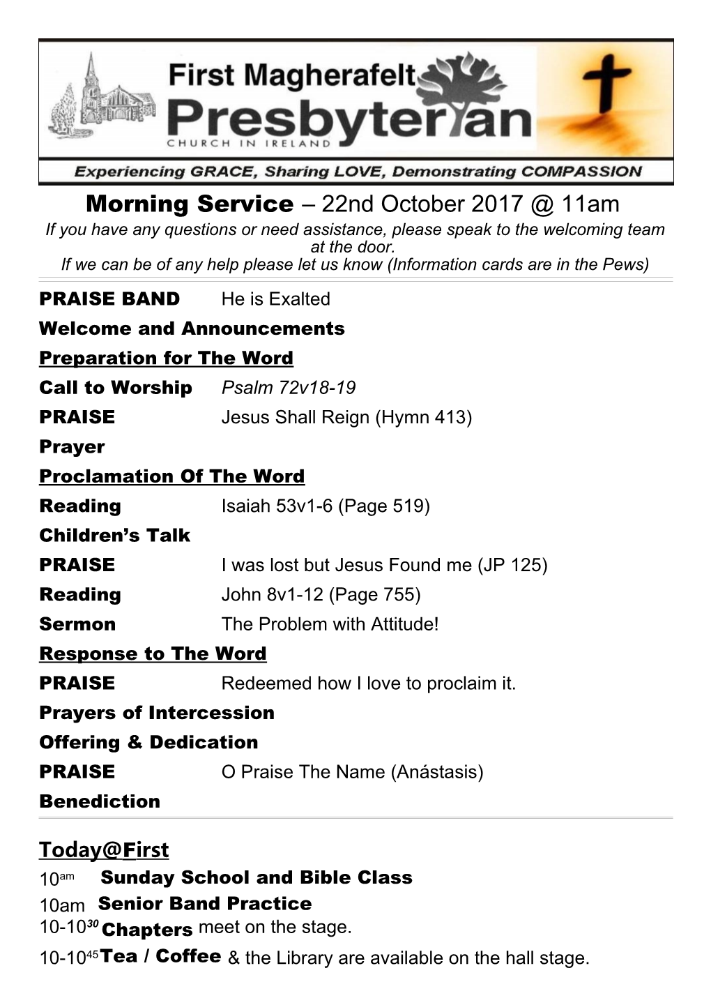 Vening Order of Service, 20Th June 2004 6Pm (Minor Hall)