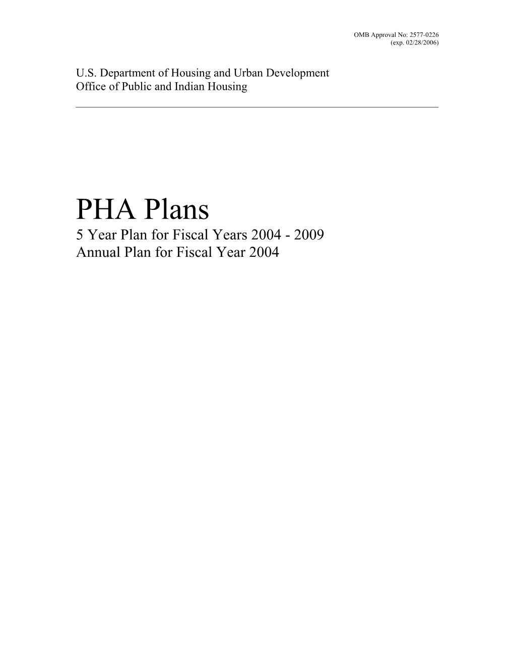 PHA Plan Format
