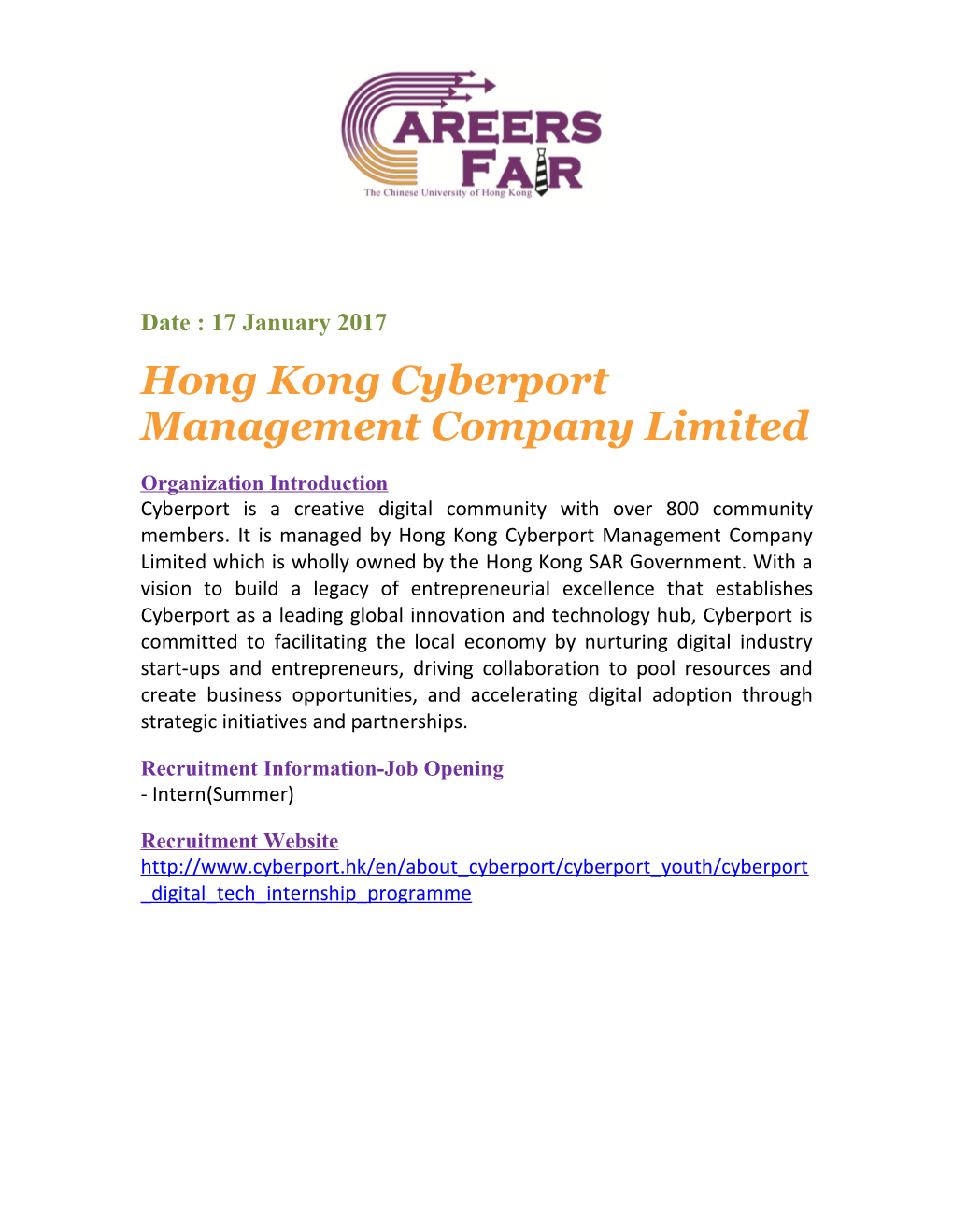 Hong Kong Cyberport Management Company Limited