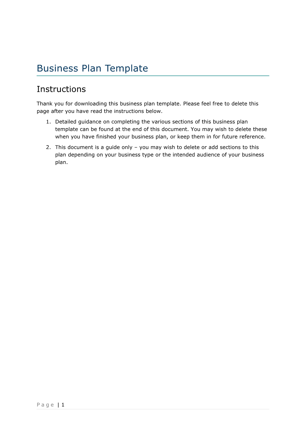 Business Plan Template s1