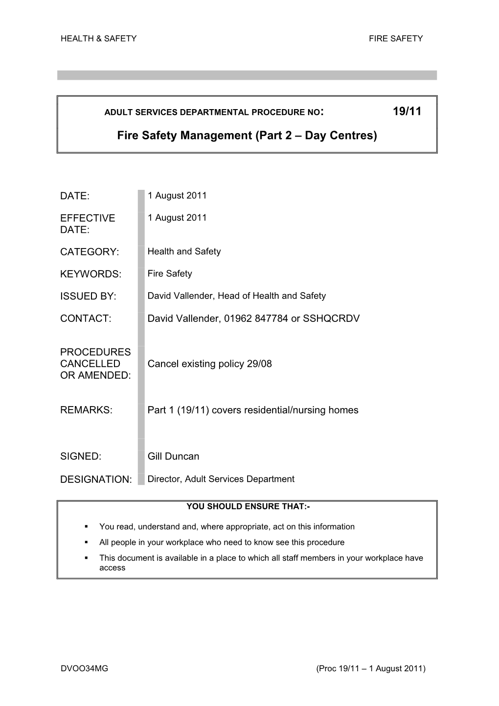 Social Services Departmental Procedure No s4