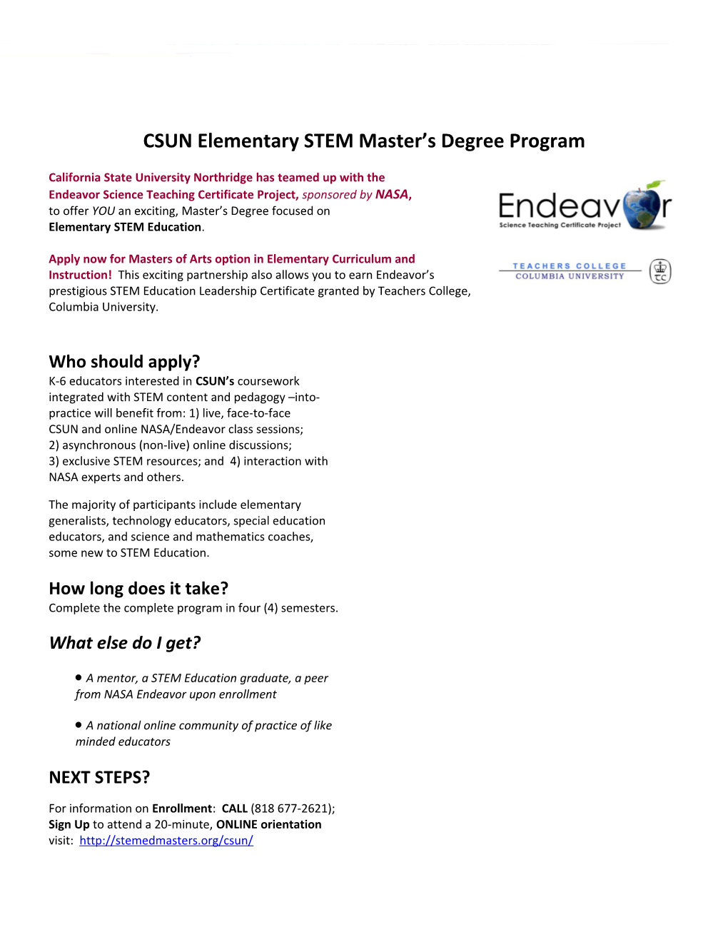 CSUN Elementary STEM Master S Degree Program