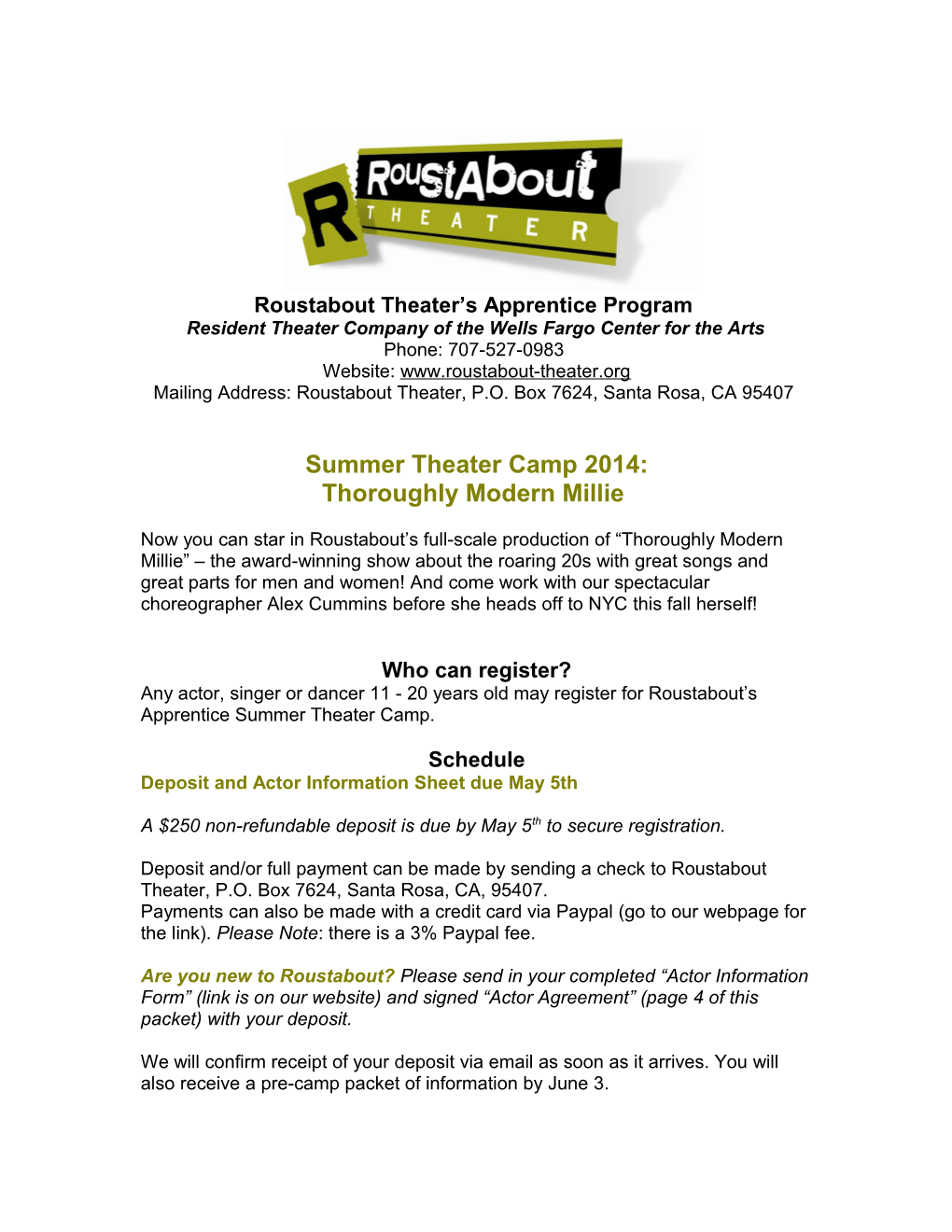 Roustabout Theater S Apprentice Program