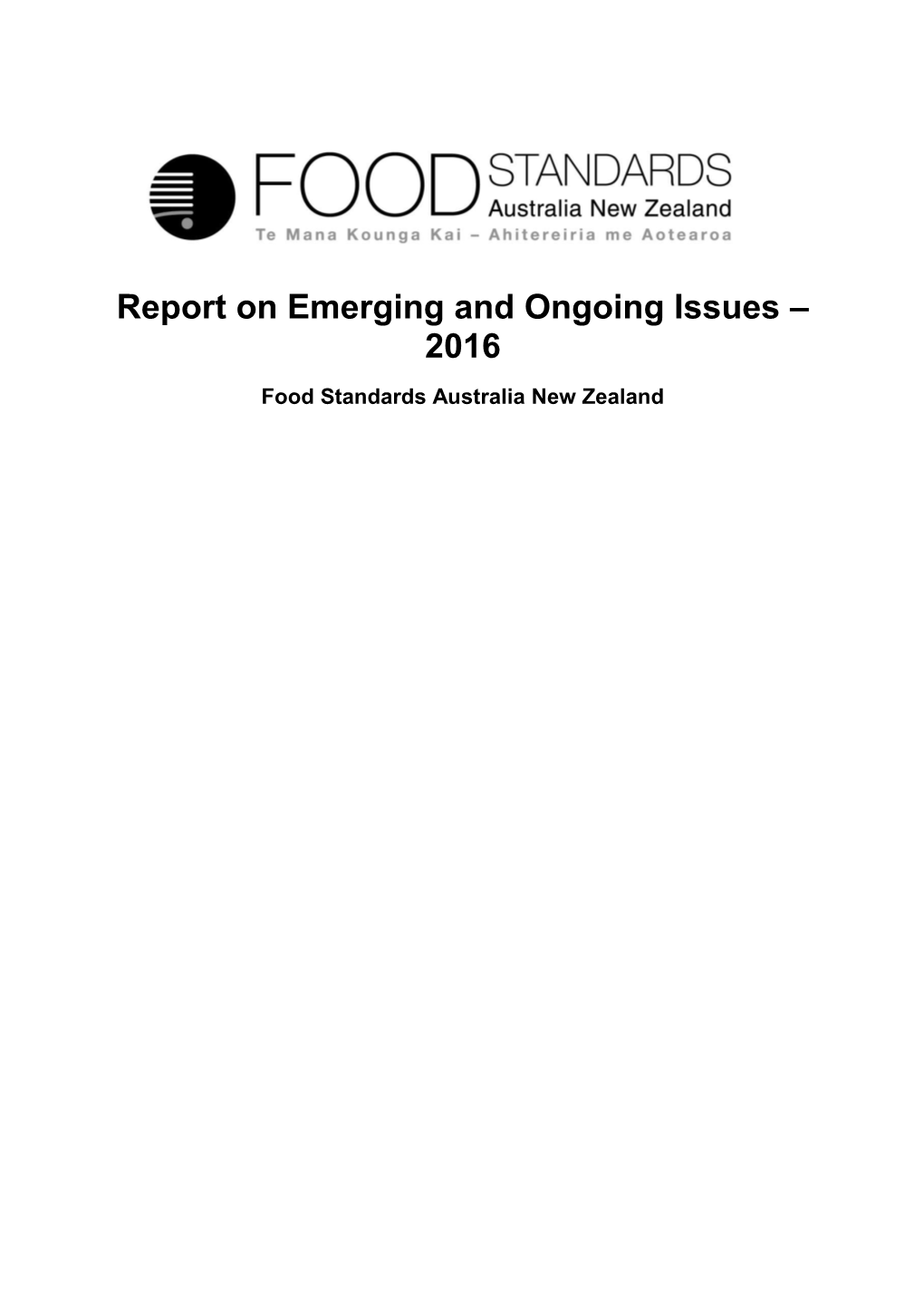 Report on Emerging Issues - 2016