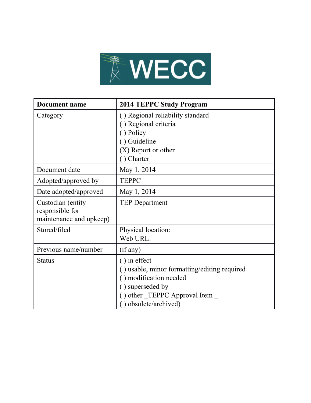 TEPPC 2014 Study Program