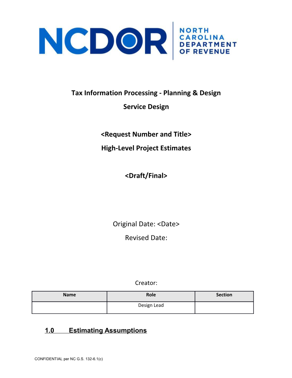 Tax Information Processing - Planning & Design