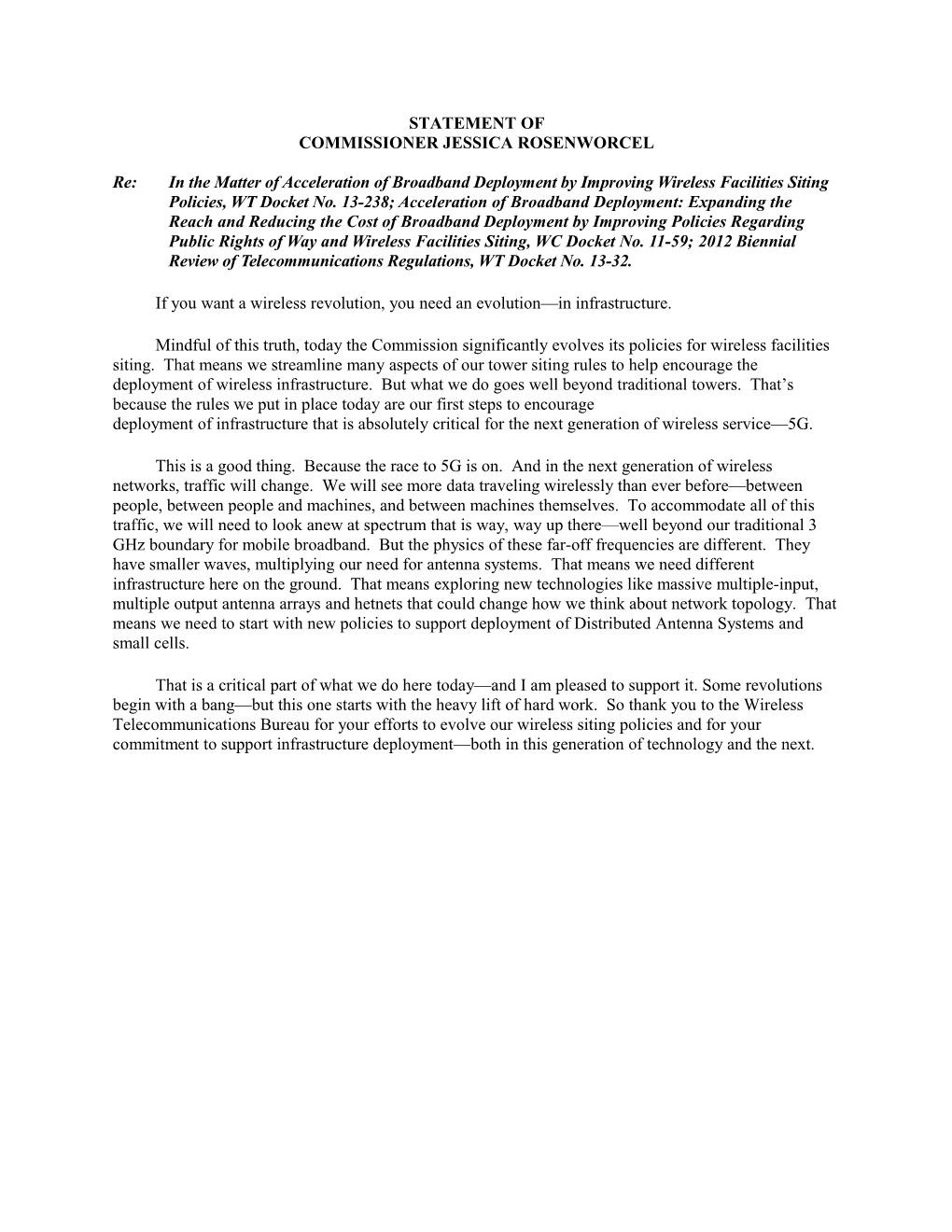 Statement of Commissioner Jessica Rosenworcel s3