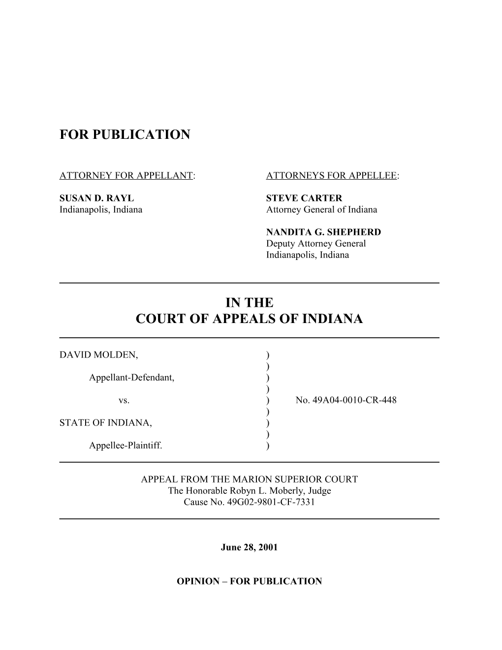 Attorney for Appellant: Attorneys for Appellee s50