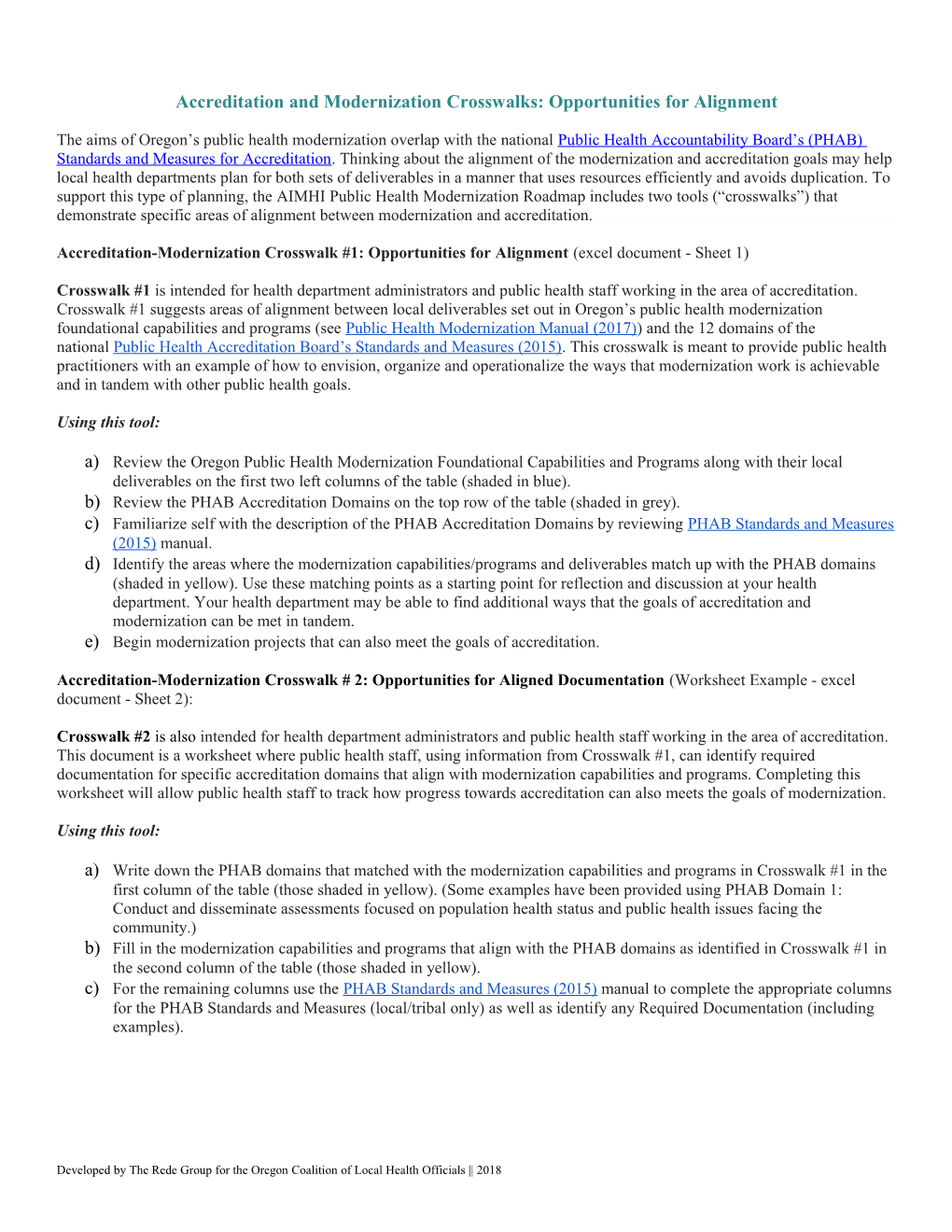 Accreditation and Modernization Crosswalks: Opportunities for Alignment