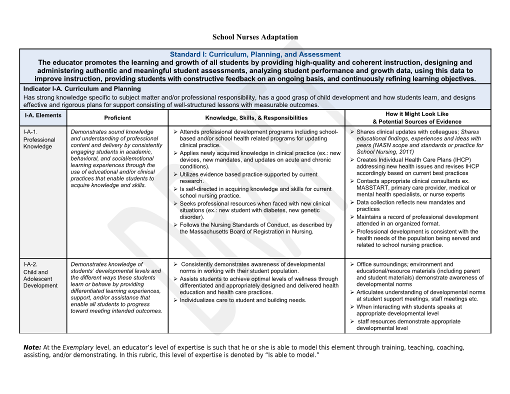 School Nurses Adaptation