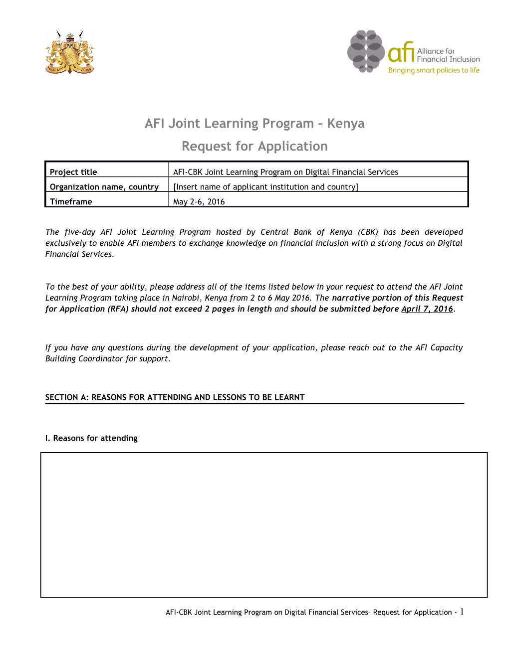 AFI Joint Learning Program Kenya