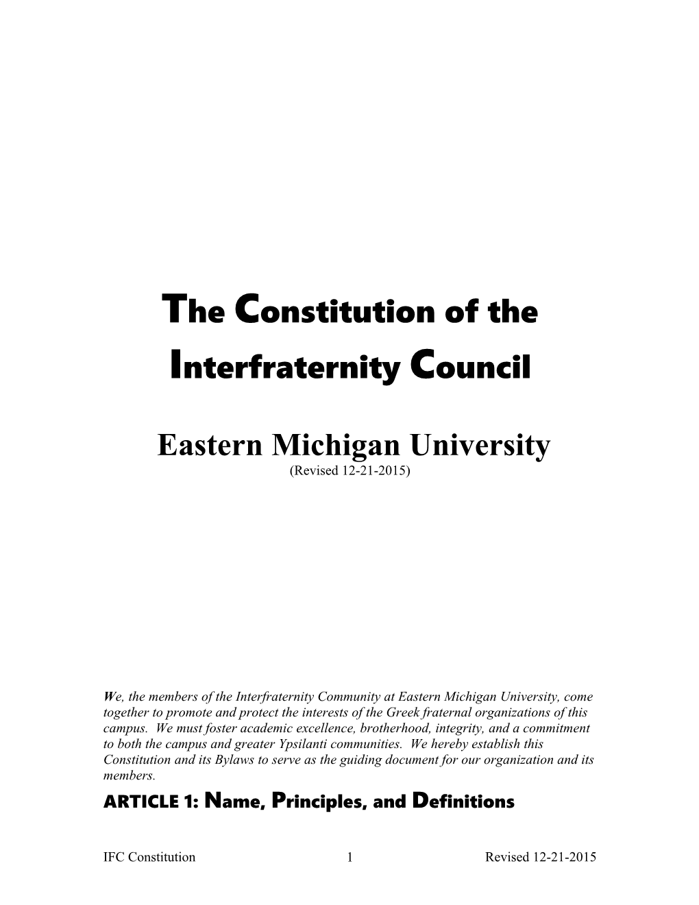 The Constitution of the Interfraternity Council