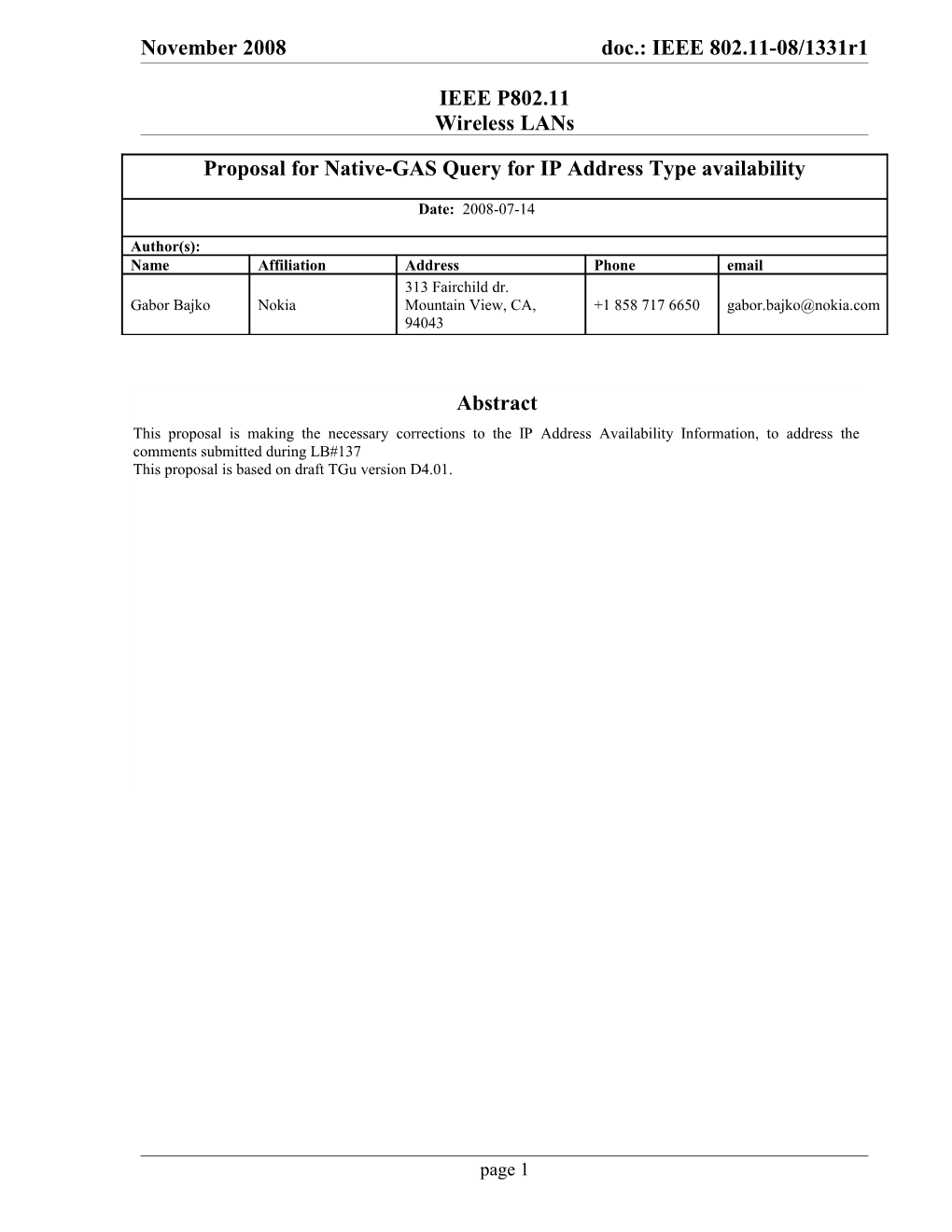 Proposal for Native-GAS Query for IP Address Type Availability