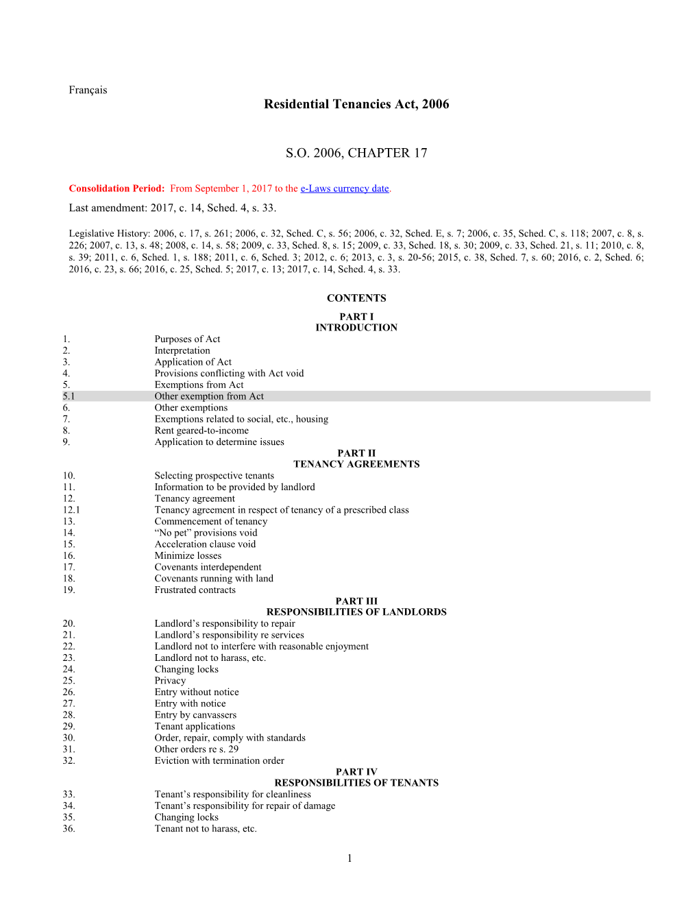 Residential Tenancies Act, 2006, S.O. 2006, C. 17